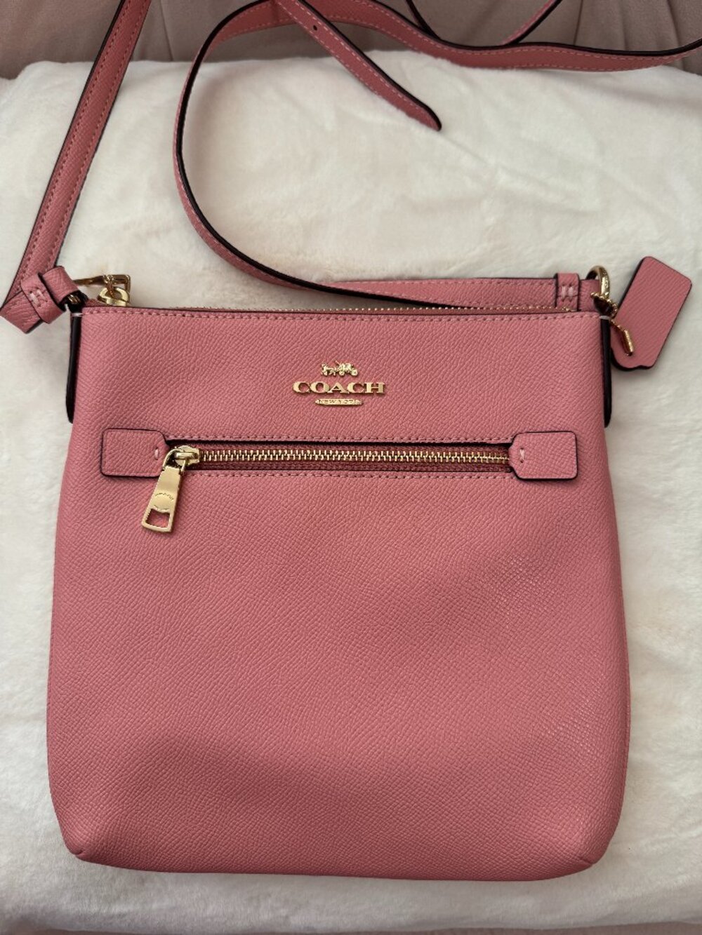 Coach Mini Rowan File Bag in Pink Crossgrain Leather (CE871)